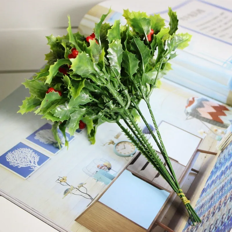 a fleurs de baies artificielles bouquet de houx feuilles mini-feuille extérieur salon décoration de Noël y201020