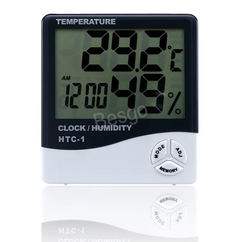Cyfrowy higrometr Temperometr Zegar Miernik wilgotności Termometr z Alarm Zegarowy Elektroniczny Temperatura wewnątrz gospodarstwa domowego Trwałe BH4394 TQQ