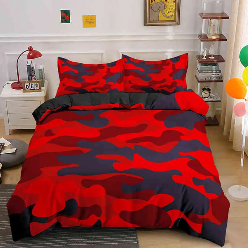 Casa têxtil legal menino menina criança adulto duver capa conjunto camuflagem conjuntos de cama rei rainha gêmeo consolador capas com fronha 2201307b