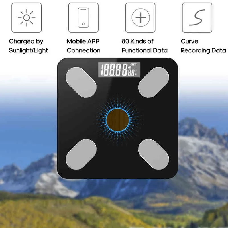Intelligente Body Fat Scale BT Elektronische Schalen Digitale Gewichtschaal Body Samenstelling Analyzer Monitor met Smartphone App H1229