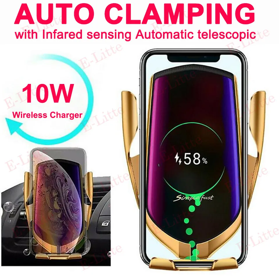 Supporto telefono caricabatteria auto wireless iPhone 11 Samsung OnePlus 8 Pro telefono cellulare stazione di ricarica caricabatterie wireless 10W C1016261p