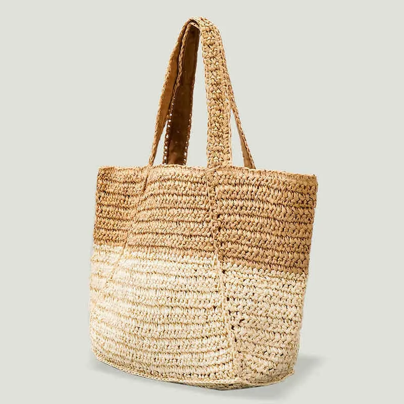 Borse la spesa Casual Paglia intrecciata Borse da donna Summer Beach Fashion Borsa a tracolla da donna New Shopper Donna Tote Rattan fatta a mano 220301