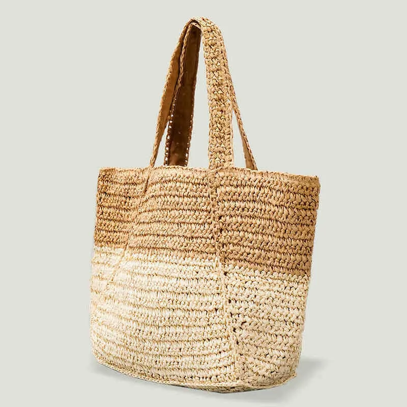 Shopping Bags Casual Woven Straw Women Handbags Summer Beach Fashion Ladies Shoulder Bag New Shopper Female Tote Rattan Handmade 220301