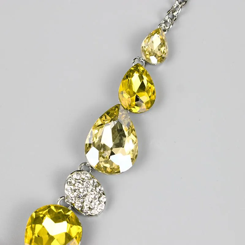 Ensembles de bijoux en cristal autrichien, chaîne plaquée argent, collier, boucles d'oreilles pendantes, accessoires de Costume de fête pour femmes, 335C