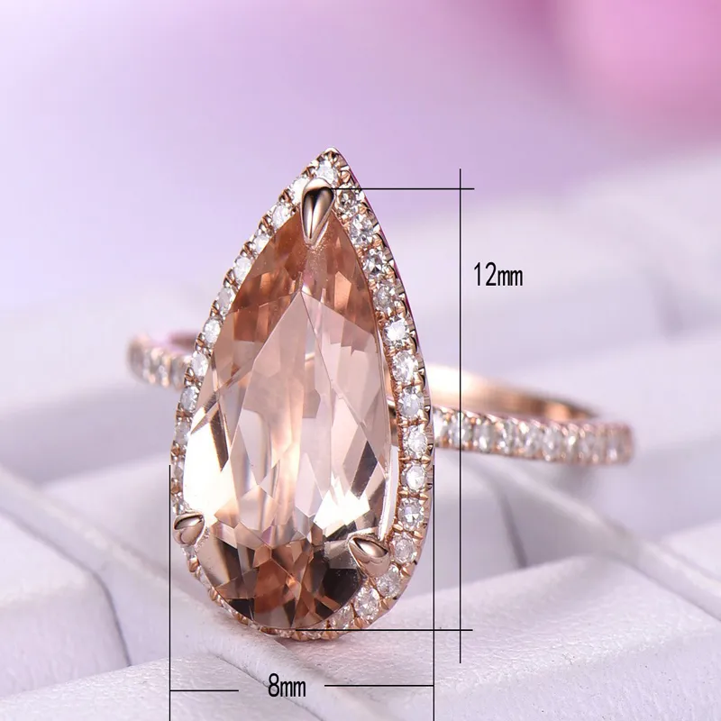 Boutique New Large Drops Gems Women Rings High Copper Rose Gold Diamond Rings Fashion Jewelry Whole1424506