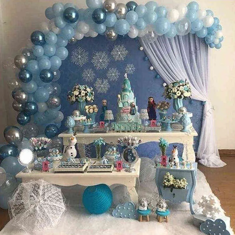 Blue White Silver Metal Balloons Garland Gold Silver Confetti Balloon Arch Birthday Baby Shower Wedding Party Decor 211216