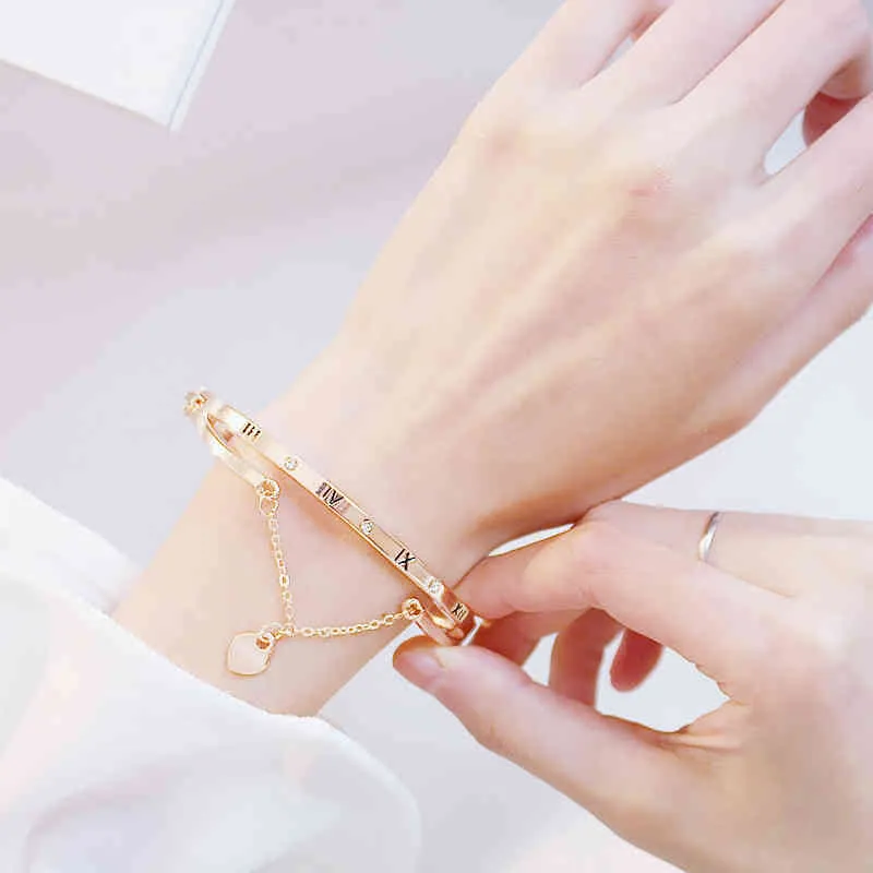 Gold Rose Bracelets Brecelets Bransoletki Kobiece serce na zawsze miłość Bransoletka dla kobiet biżuteria227t