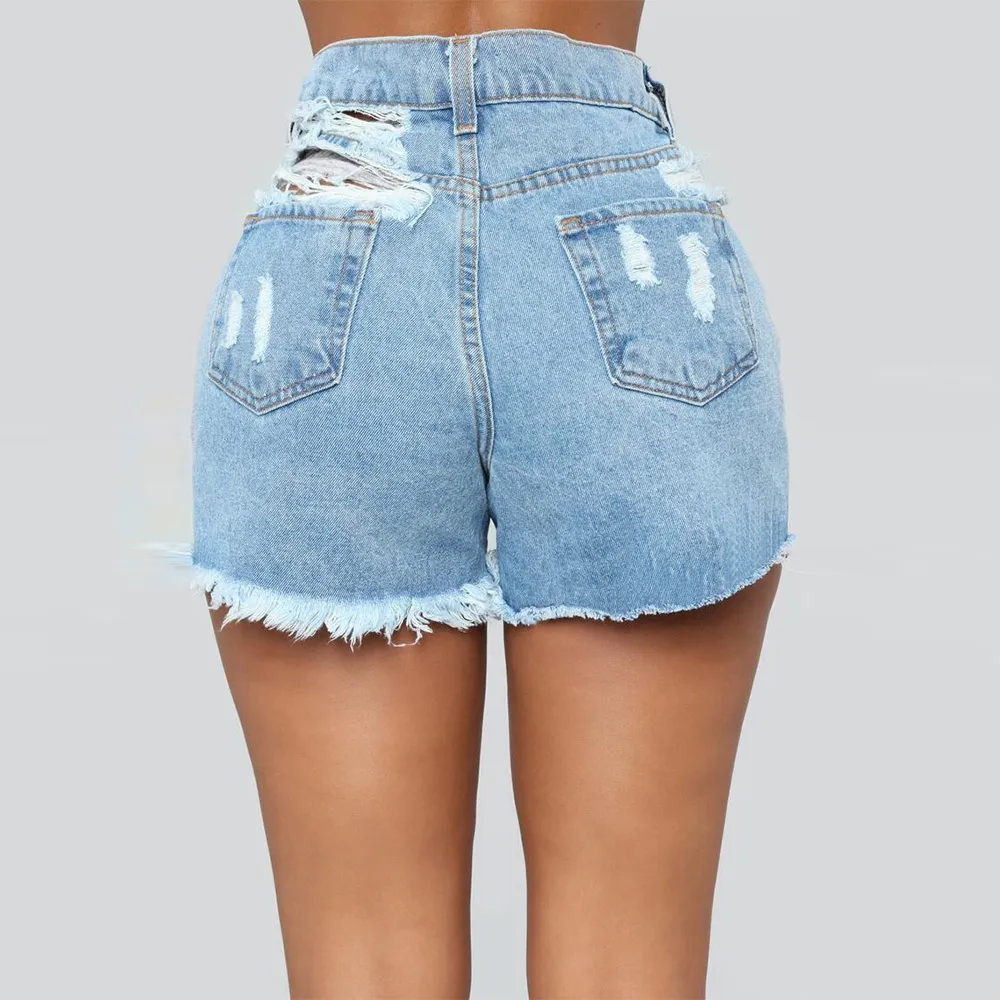 Летние высокие талии джинсы шорты женщины джинсовые шорты сексуальные разорванные шорты повседневные дамы короткие джинсы широкая нога женские джинсы короткие Femme T200701