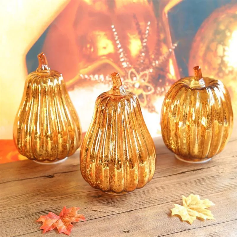 Halloween Theme Decorative Pumpkin Glass Light for Party Without Battery Y201006
