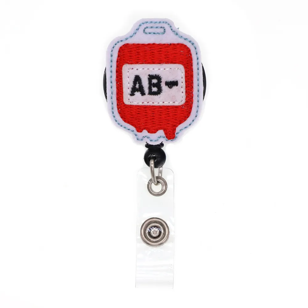 Porte-clés entiers Type de sang infirmière médicale rétractable feutre ID porte-Badge bobine avec pince crocodile pour cadeau 199h