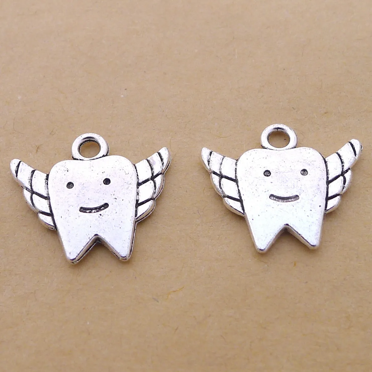 Alloy Tooth Fairy Teeth Handmade Charms Pendant For Jewelry Making Bracelet Necklace DIY Accessories 18x19mm Antique Silver 254Q