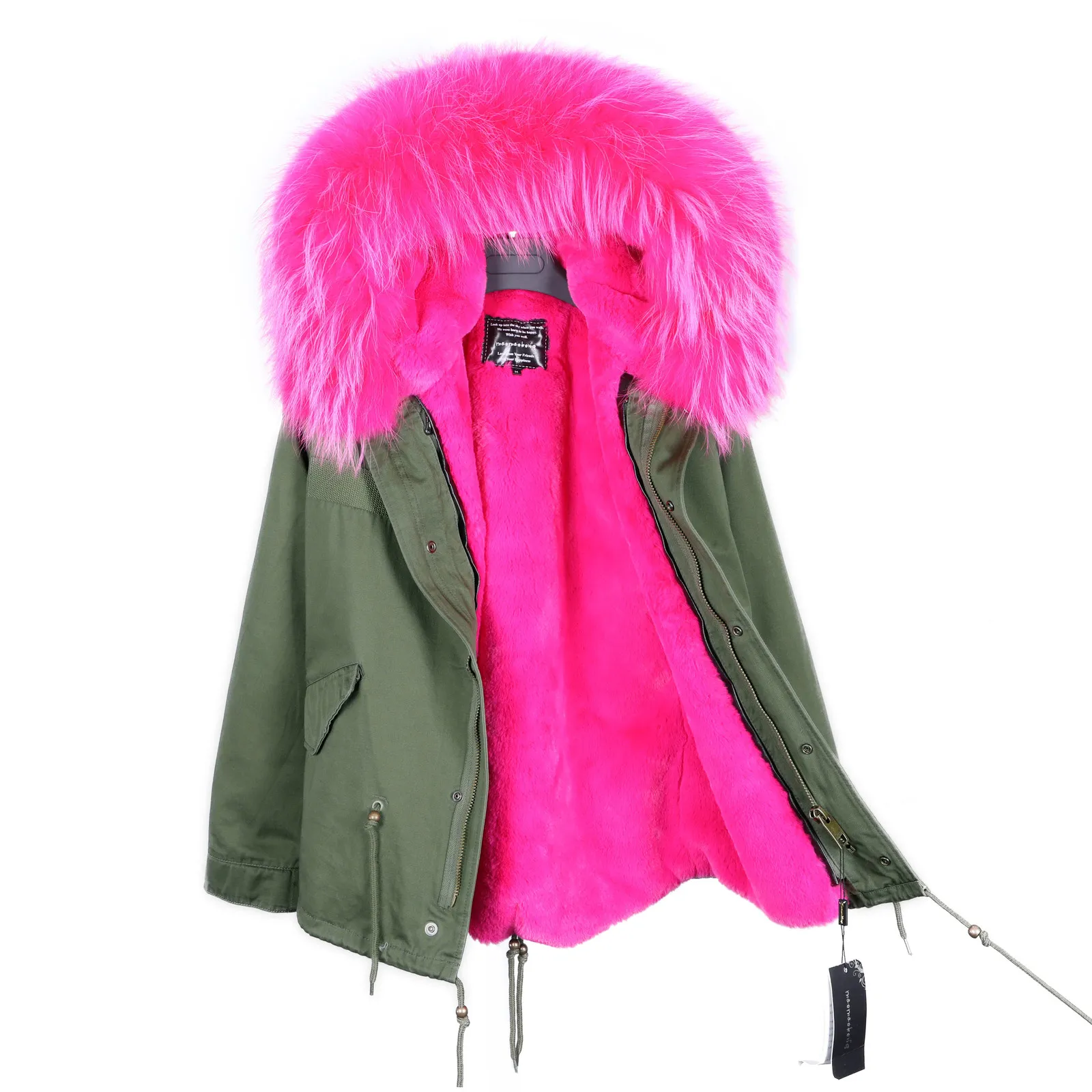 Oversized raccoon fur collar warm and detachable inner jacket new winter style