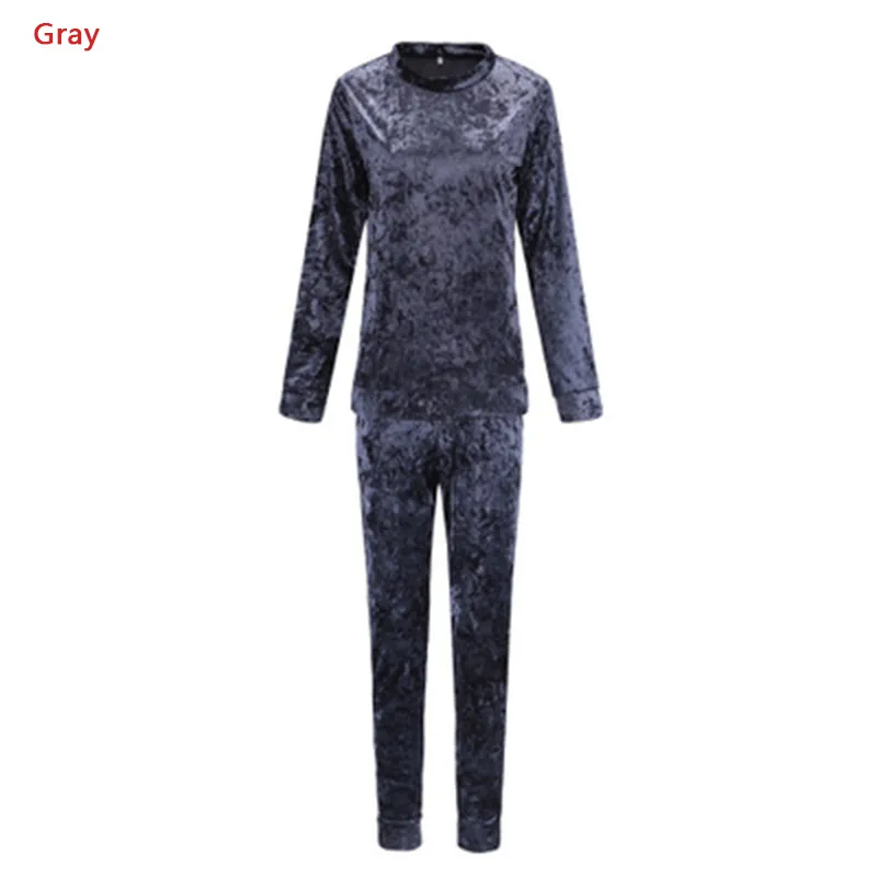 Hengsong Höst Kvinnor Varm Velvet 2 Två Piece Set Tracksuit Velour Smooth Soft Home Suit Women Fitness Set LJ201117