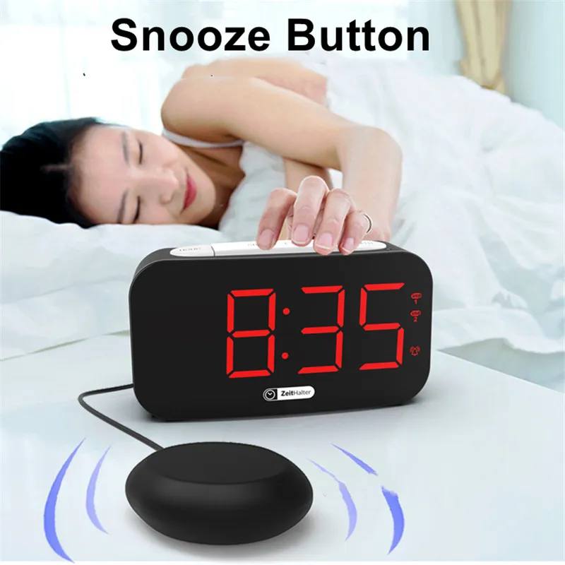 重い枕木のための大声の目覚まし時計、ベッドシェーカーの聴覚障害者と聴覚の難しい、夜の光、SZE 220311