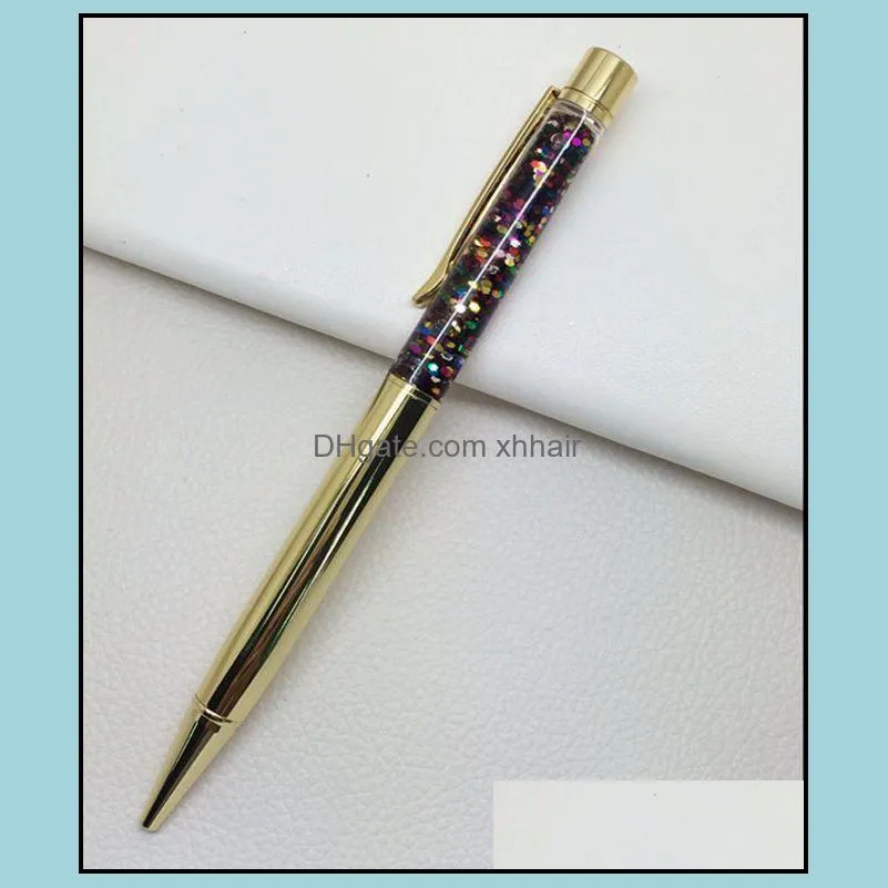 Fashion Design Creative Crystal Pen Diamond Ballpoint Pens Stationery Ballpen Stylus Pen Touch Pen 14 Colors Oily Black Refill
