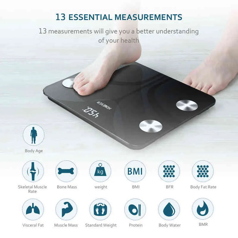 Bluetooth Smart Weight Bilancia digitale del grasso FG220LBA Monitora automaticamente il peso Bilancia la salute del fitness Bilancia il grasso corporeo H12299067787