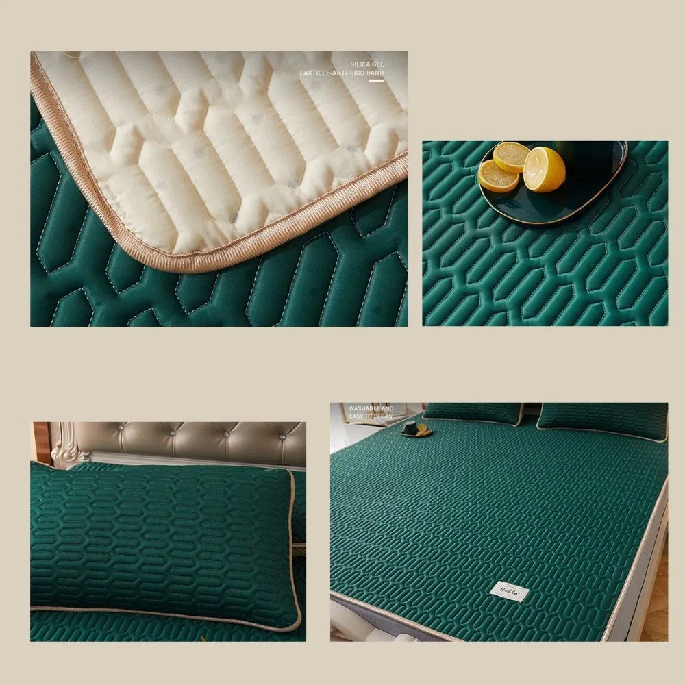 Tapis de lit rafraîchissant d'été, matelas rafraîchissant en soie glacée, ensembles de literie souples pliables, taies d'oreiller de sommeil frais, protecteur de lit pleine taille 2012106525091