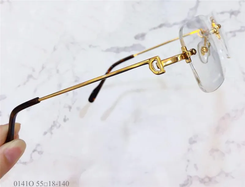 Bütün yeni moda tasarımı optik gözlük 0141 retro metal rimless şeffaf lens iş tarzı retro klasik şeffaf gl2634