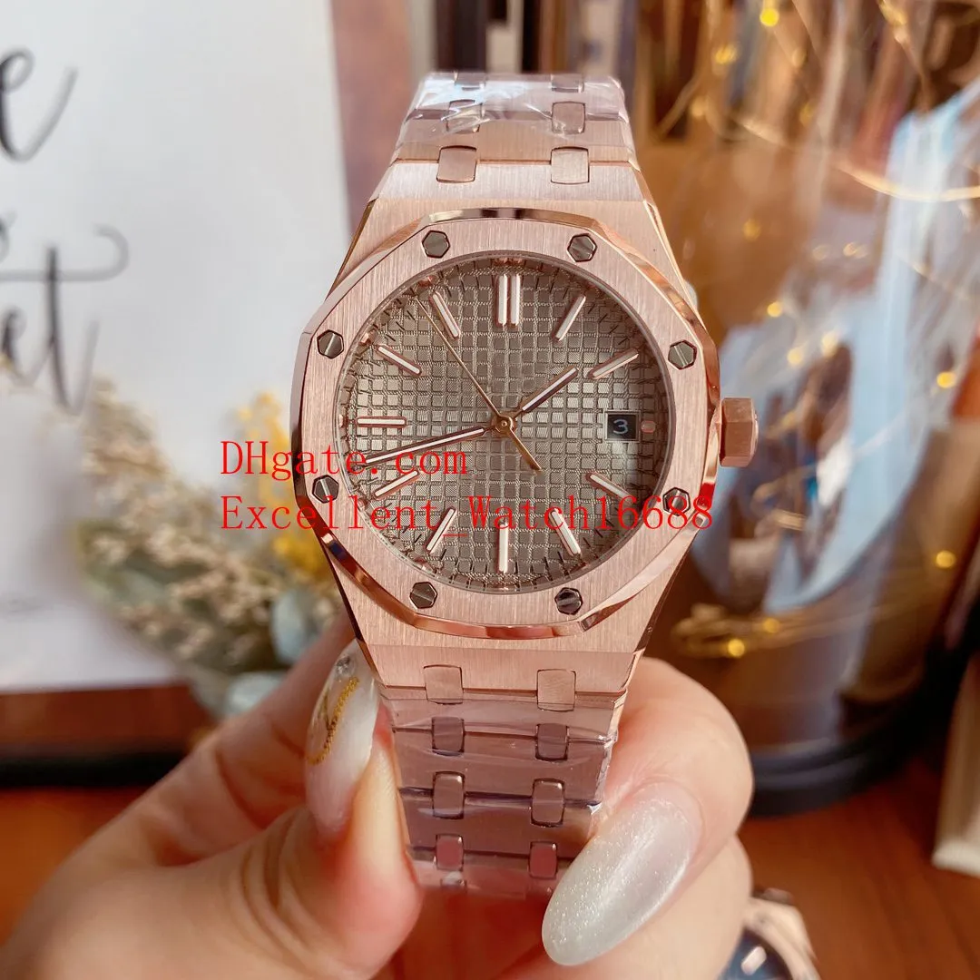 8 estilo relógios de pulso unissex 37mm 15450 18k rosa ouro ásia 2813 movimento automático mecânico transparente relógio feminino watche207i