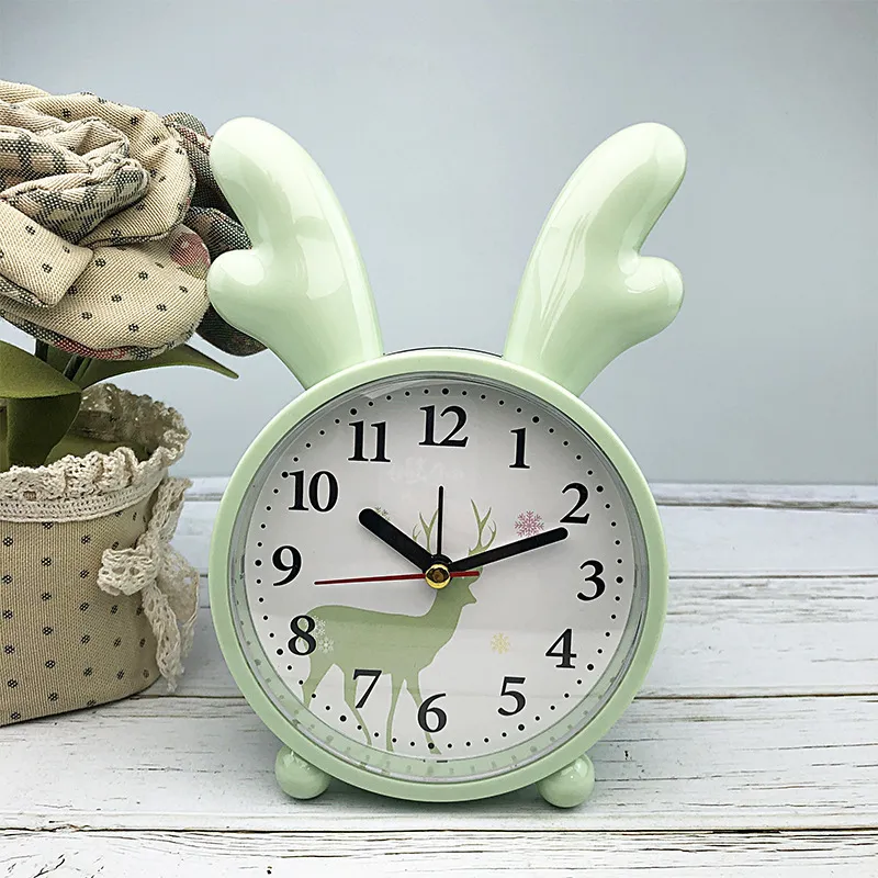 Kleine Wecker Kreative Uhr Alarm Entzückende Kaninchen Nachttisch Nette Kinder Cartoon Mute Uhr Student Einfache Baby Zimmer Dekor LJ201204