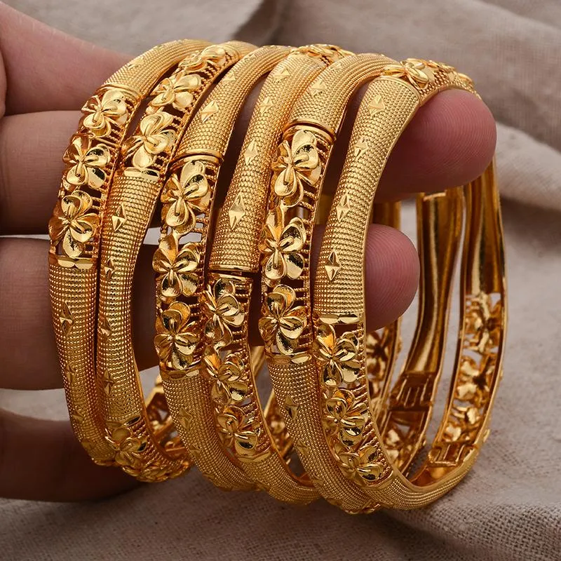 Bangle Dubai Gold Color Bangles For Women African Jewelry Bride Nigerian Wedding Jewelery Bangles&Bracelet Gift1956