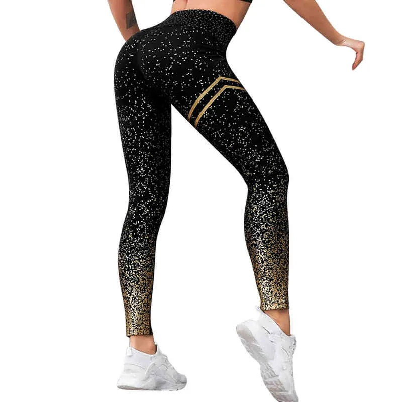 Hög midja yoga byxor Kvinnor Fitness Sport Leggings 3D Tryckt Elastic Gym Workout Tights Running Trousers Sportkläder H1221