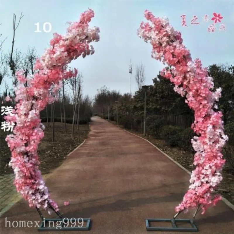 2 5m Artificial Cherry Blossom Arch Door Road Lead Moon Arch Flower Cherry Arches Hylldekor för festbröllop Backdrop2229