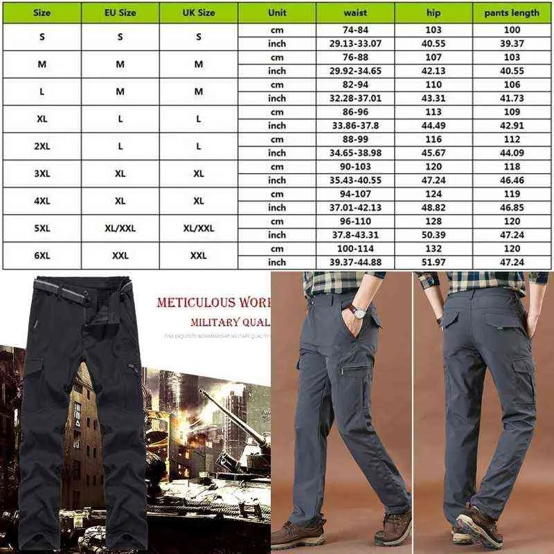 S-5XL Men Casual Cargo Pants Classic Outdoor Hiking Trekking Army Tactical Sweatpants Camouflage Military Multi Pocket Trousers H1223