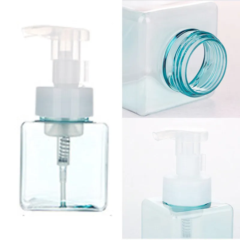 Kunststoff-Seifenspenderflasche, quadratische Form, schäumende Pumpflaschen, Seifenschaum, Flüssigkeitsspender, Schaumflaschen, Parfümflasche