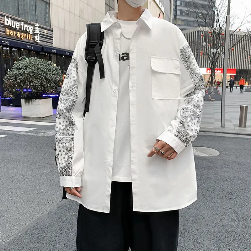 Bandana männer Shirts Streetwear Langarm Paisley Harajuku Hemd Männlichen Kleidung 2022 Mode Frühjahr Sommer Elegante Oversize 220222