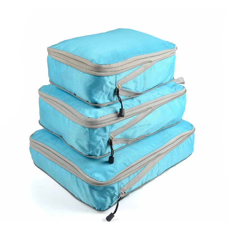 3 unidsde cubos de embalaje de compresión, bolsa de almacenamiento de viaje, conjunto organizador de maletas, Material de nailon impermeable plegable 220516gx