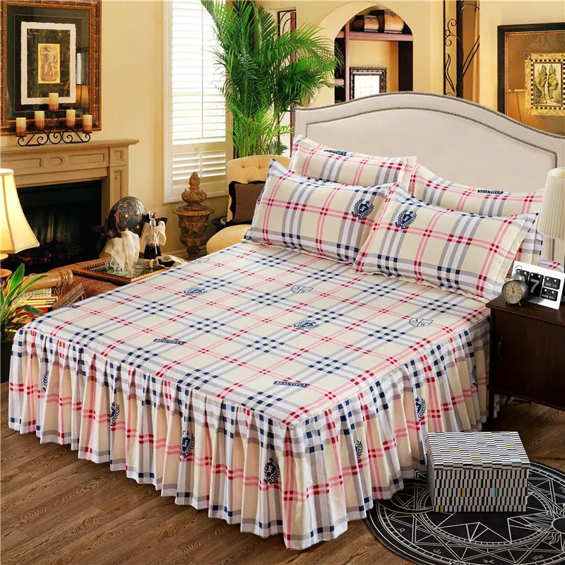 Classic Floral Printed Bed Skirt cover Fitted Sheet Cover Bedspread Non-slip Bedroom Textile Skirt Single Full Queen Size Y20264Y