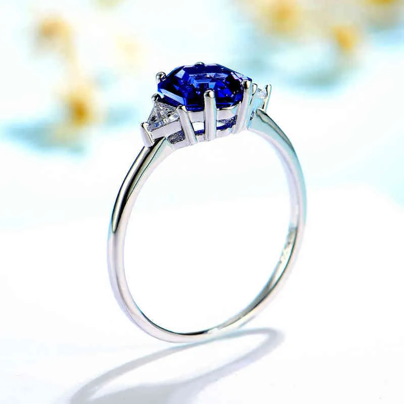 Anel de pedra preciosa Kuololit Hexagon London Blue Topázio para mulheres Soid 925 prata esterlina Tanzanite Morganite joias para noivado 2205916750