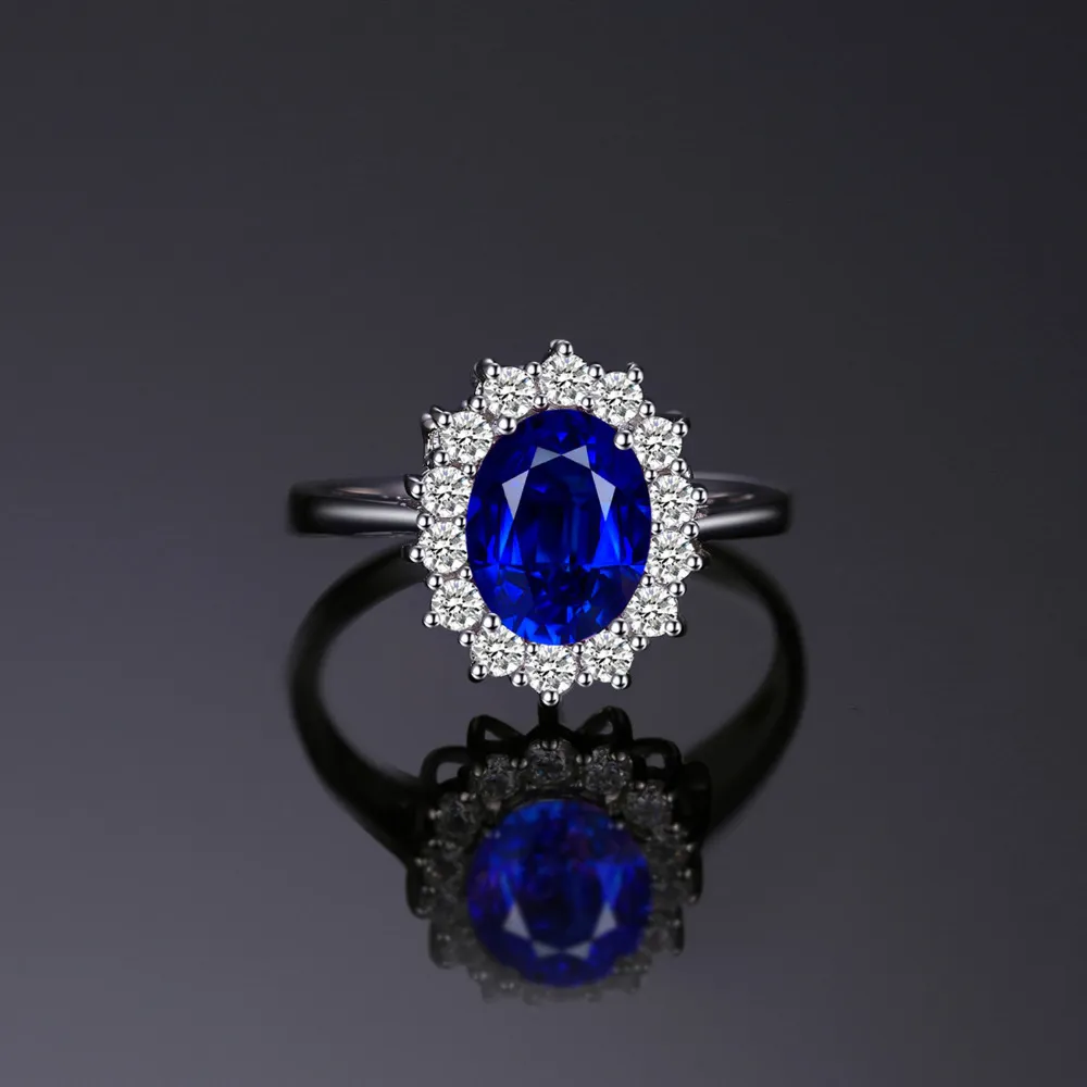 JewPalace Princess Diana Created Sapphire Ring 925 Sterling Silber Ringe für Frauen Verlobungsring Silber 925 Edelsteine Schmuck 202530