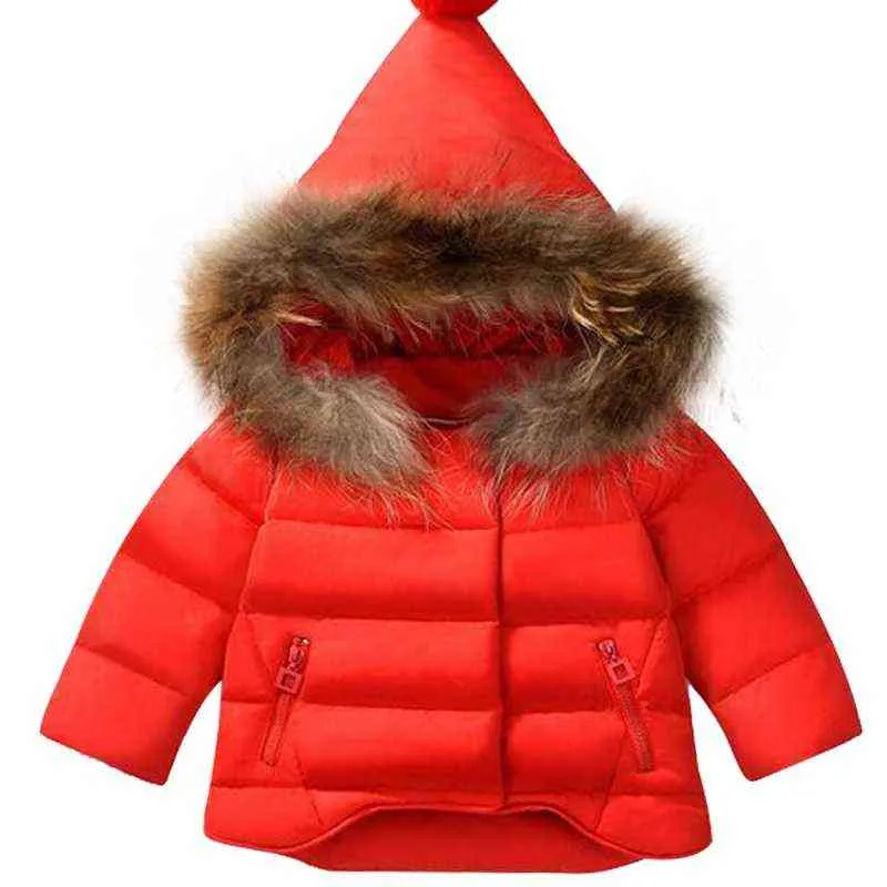 Girls' Plush jacket cotton hood coat autumn and winter baby long sleeve thickened Hooded Coat 211222