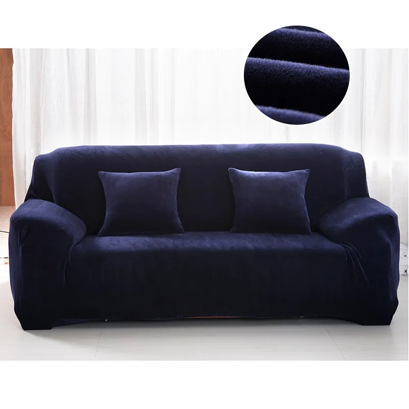 Plush Sofa Cover Stretch Solid Color Thick Slipcover s for Living Room Pets Chair Cushion Towel 220302