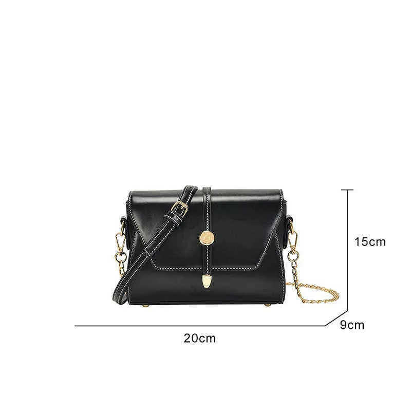 Shopping Bags 2022 New Simple Women's Bag PU Leather Shoulder Handbag Fashionable Square Female All-match Solid Color Black Red Coffee 20 220304