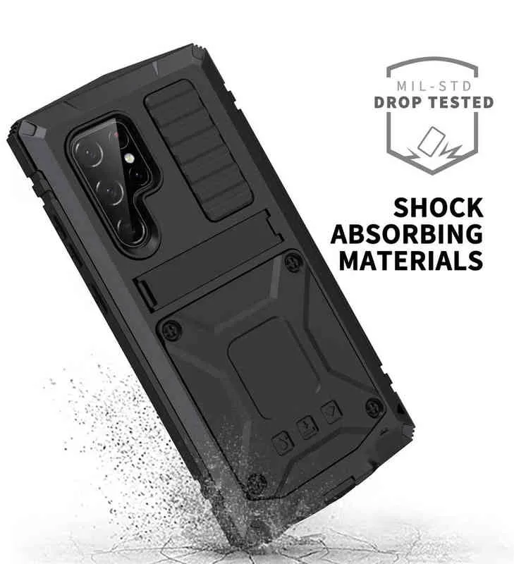 Metall mit Ständer, integrierter Displayschutzfolie für Samsung Galaxy S22 Ultra Plus 5G 2022, stoßfestes Telefon-Coque-Fundas W2203966871