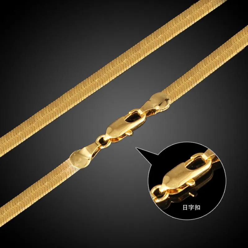 Brincos colar 7mm estilo clássico conjunto de pulseira de osso de cobra plana homens mulheres corrente de espinha de peixe jóias cheias de ouro 254h