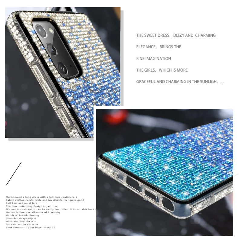 Luxe Bling Glitter Crystal Diamond Girly Téléphone Cas Pour Samsung Galaxy Note 20 S20 S21 Ultra S10 Plus Note 10 Pro Couverture Arrière