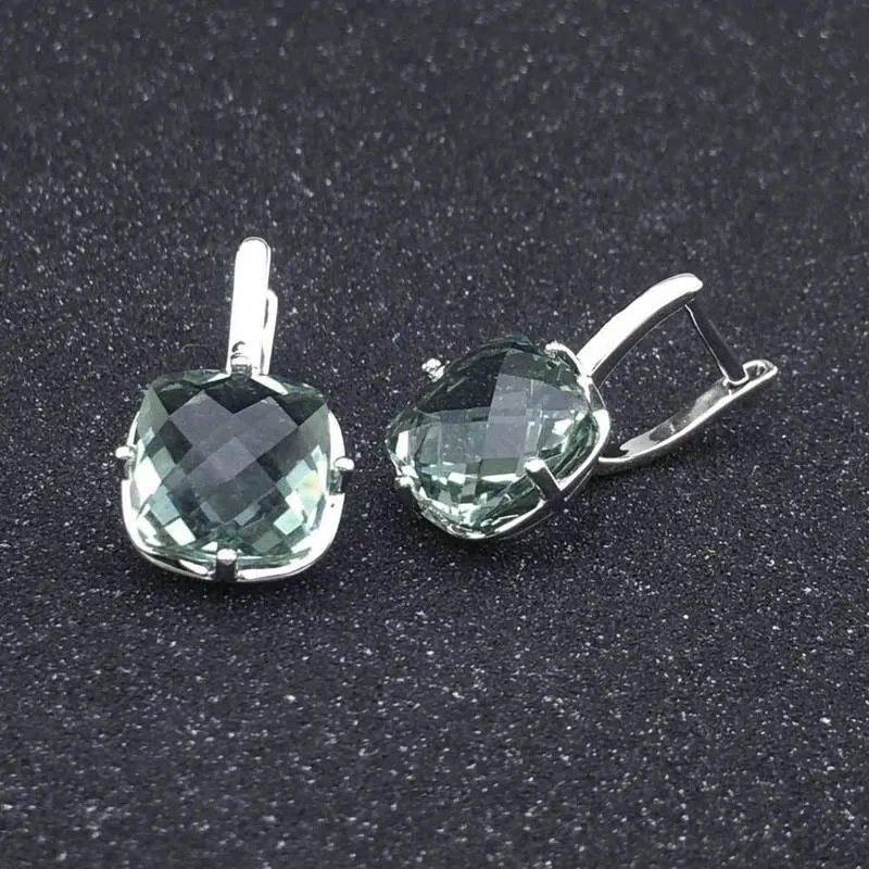 CSJ Green Amethyst Earring Sterling 925 Silver Citrine Ametrine Paraiba Zultanite for Women Birthday Party Engagement Gift Box 220211