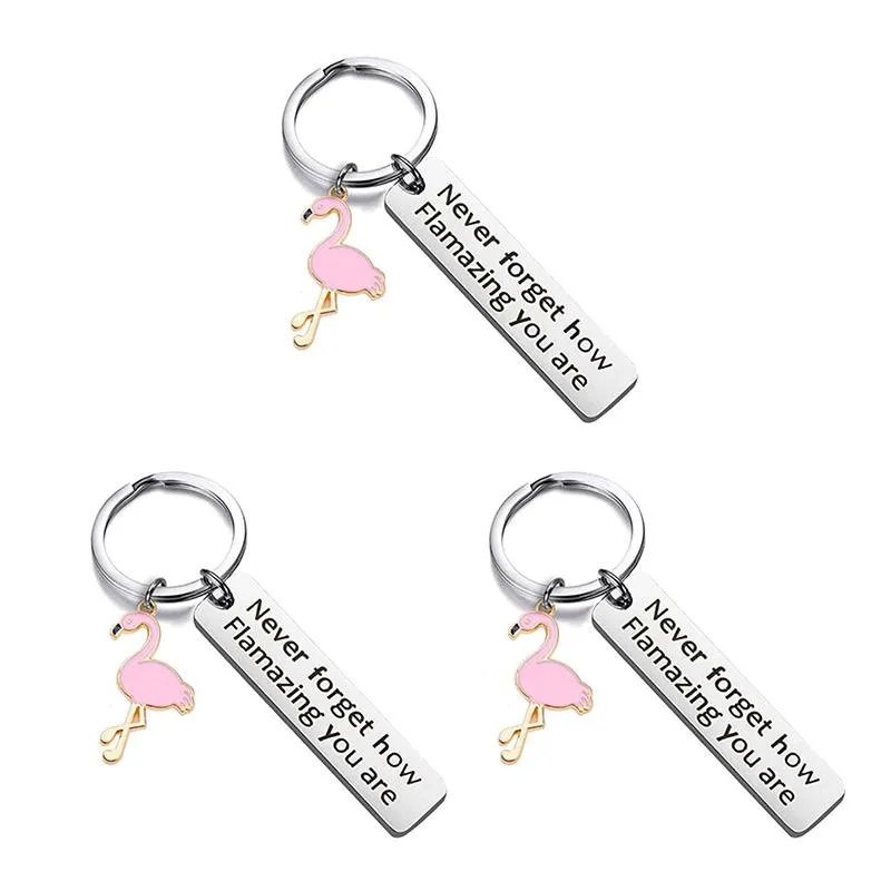 Keychains Motivational Flamingo Keychain Glöm aldrig hur flamazing du är rund nyckelring fred22277g