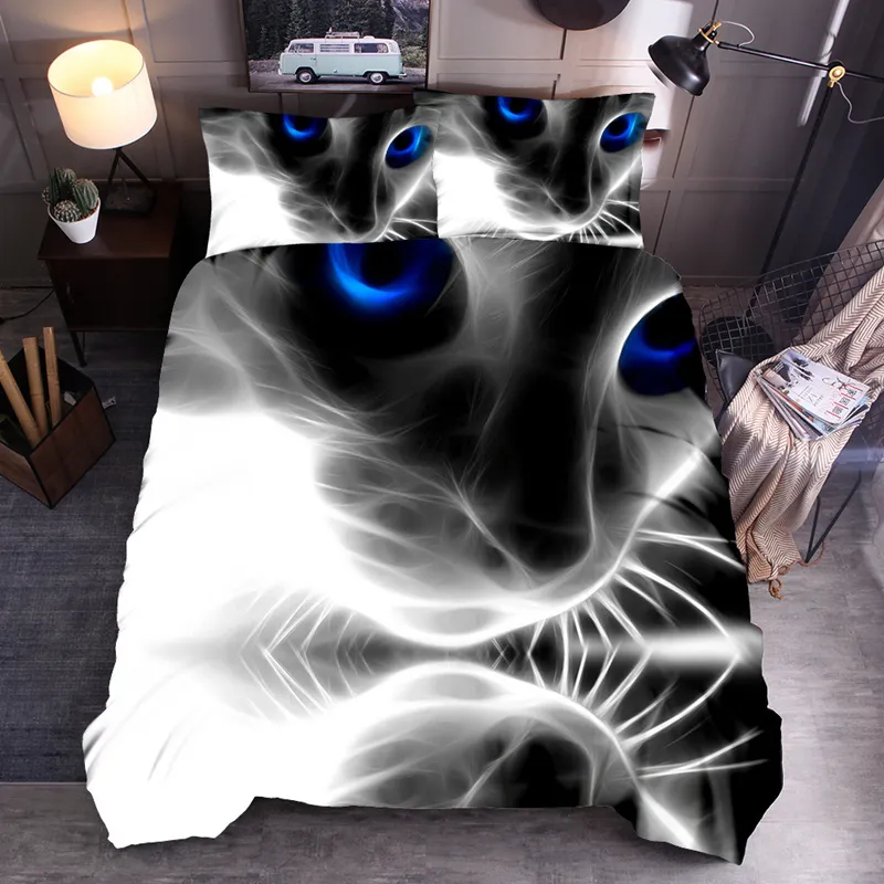 Lovinsunshine 3D Wolf Bedding Set King Size Dog Cat Tryck på täcke Set Queen Comporter Bed Cover Set VC01 C10181633092