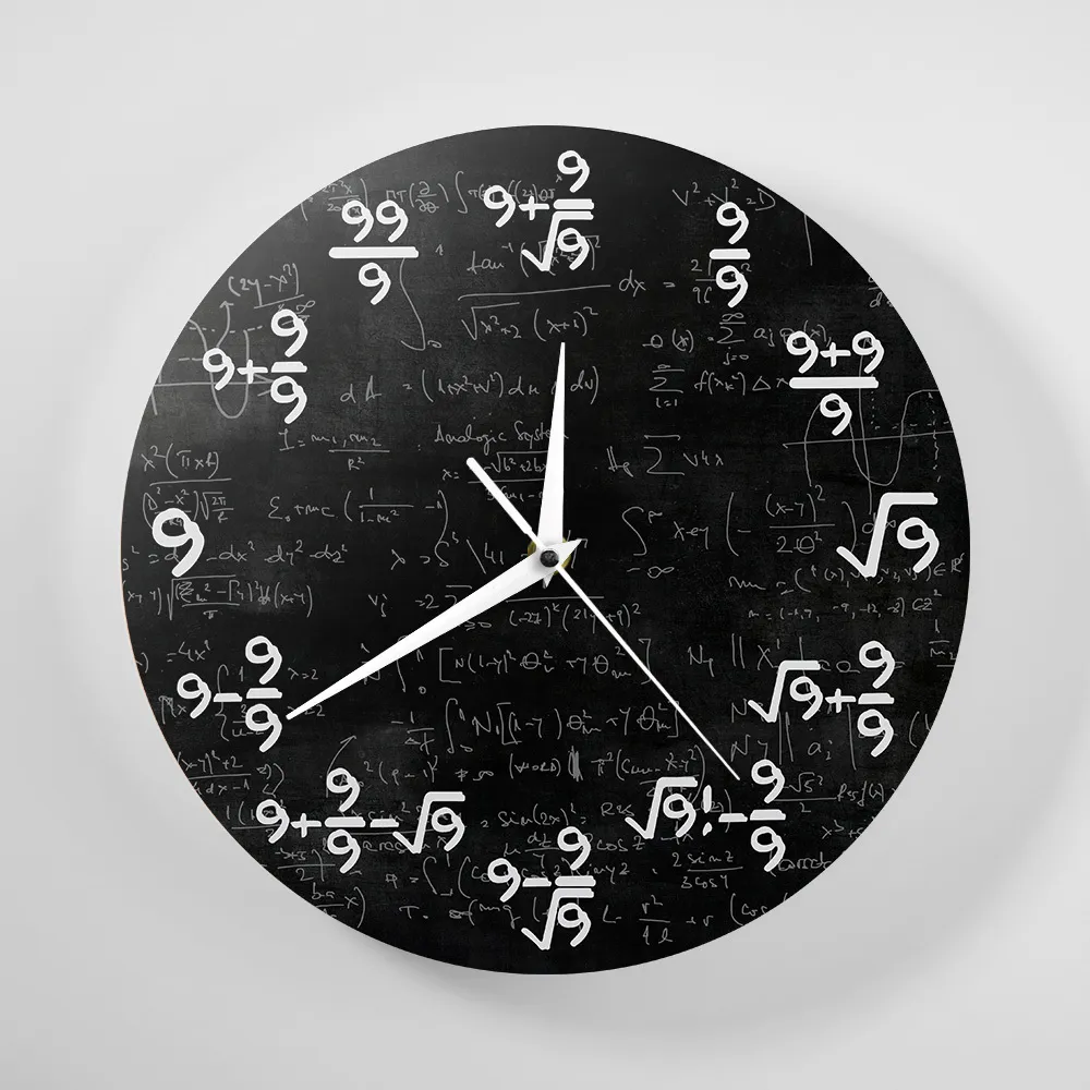 Nines Math Wall Clock Numer 9 MATH MATH CLOCK WALL WATM Równanie MATA MATA MATA ZEWNĘTA MATEMATYCZNE MATEMATYCZNE