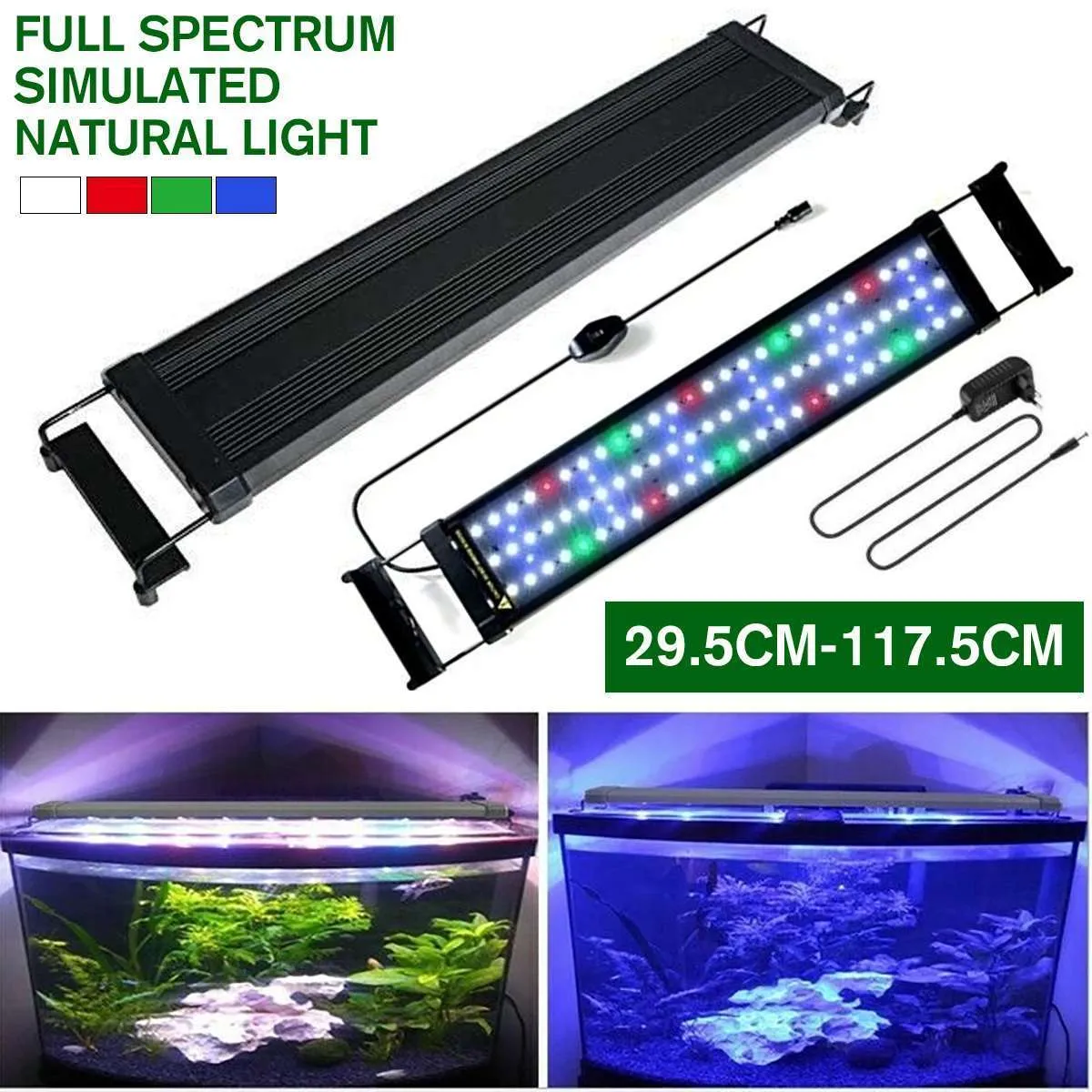 80/120cm Aquarium LED Bar Light Waterproof Fish Tank Light Submersible ...