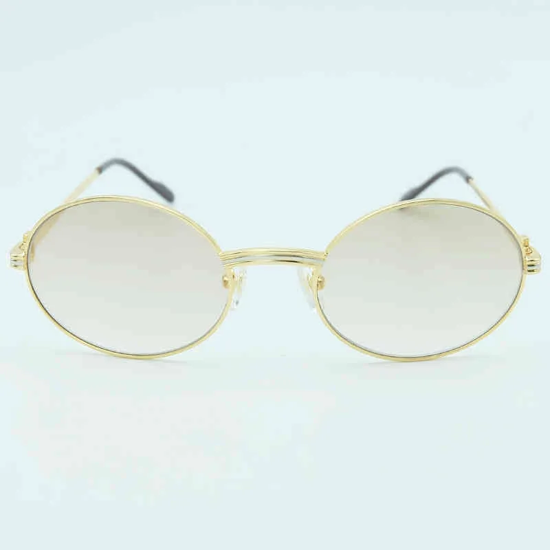 Retro Ovaal Metalen Zonnebril Mannen Ontwerper Geautoriseerde Heren Franse Zonnebril Luxe Top Gouden Zonnebril Ronde Stijlvolle Eyewear