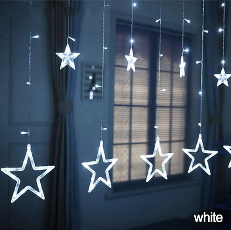 2 5M Romantico Fata Stella Led Luce della stringa della tenda Bianco caldo 220V 110V Natale Ghirlanda di luce la festa nuziale Vacanza Natale Deco334U