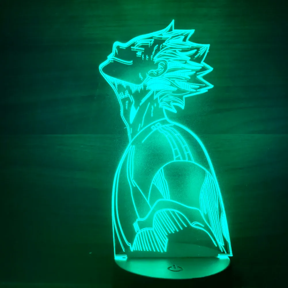 HAIKYUU BOKUTO ANIME 3D Bordslampa Akryl 7 Färgförändring Led Night Light Home Decor Kids Christmas Gift3162