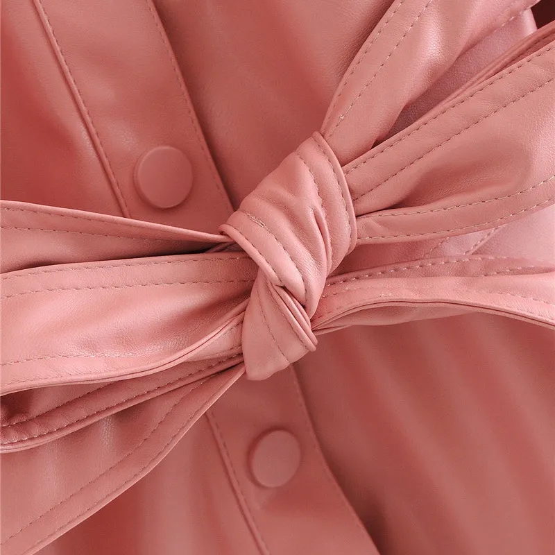 Star firefly fashion Za giacca femminile estate casual slim risvolto monopetto solido con giacca in ecopelle tasca cintura 201017