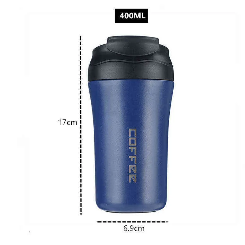 400ml Double Stainless Steel Coffee Thermos Mug With Straw Multifunctional Car Vacuum Flask Portable Travel Insulated Cup 211223250D